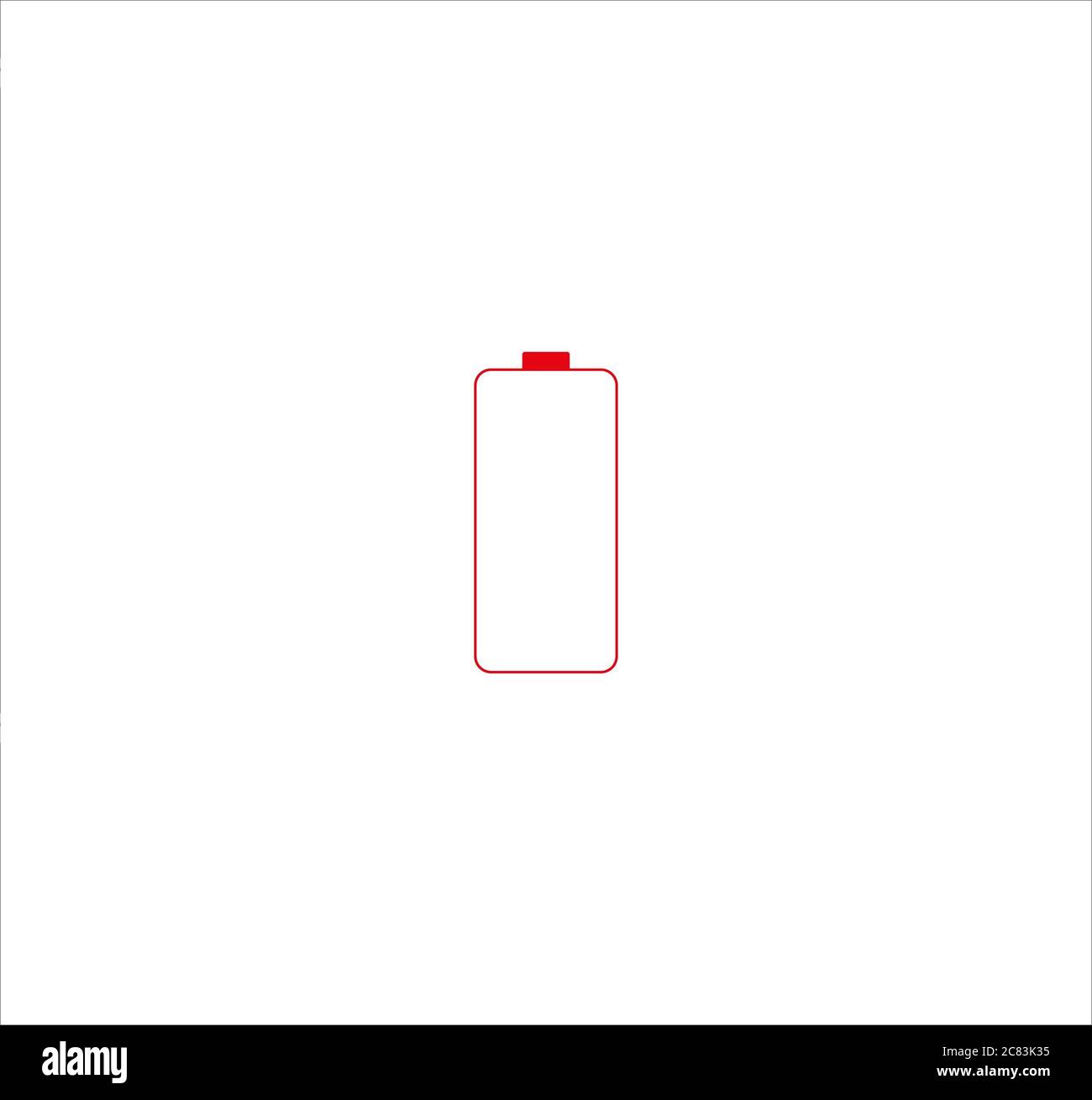 Icône de batterie rouge isolée sur fond blanc Banque D'Images