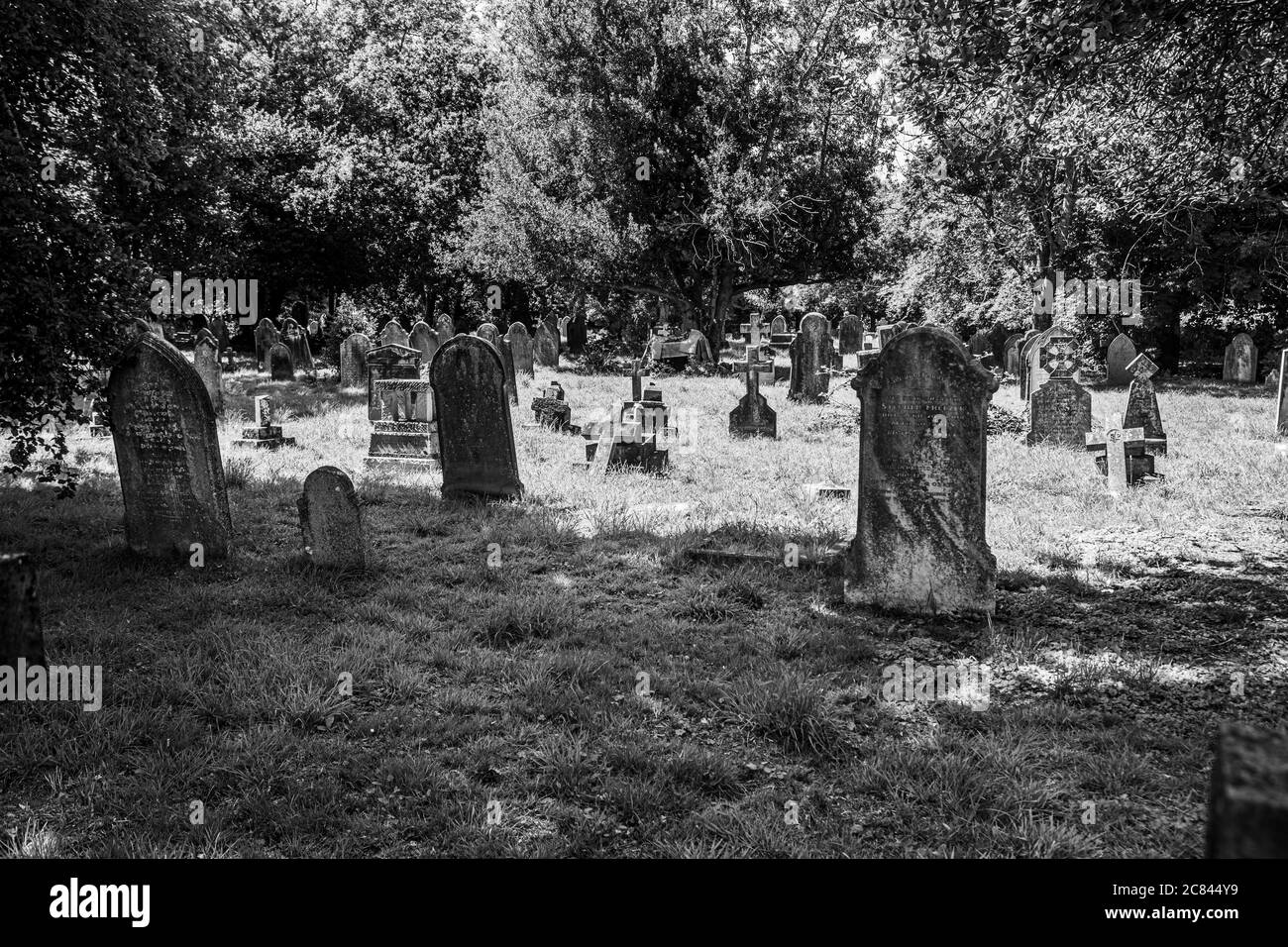 Pierres à tête dans le cimetière de l'église Saint-Martins, Cheriton, Kent. Banque D'Images