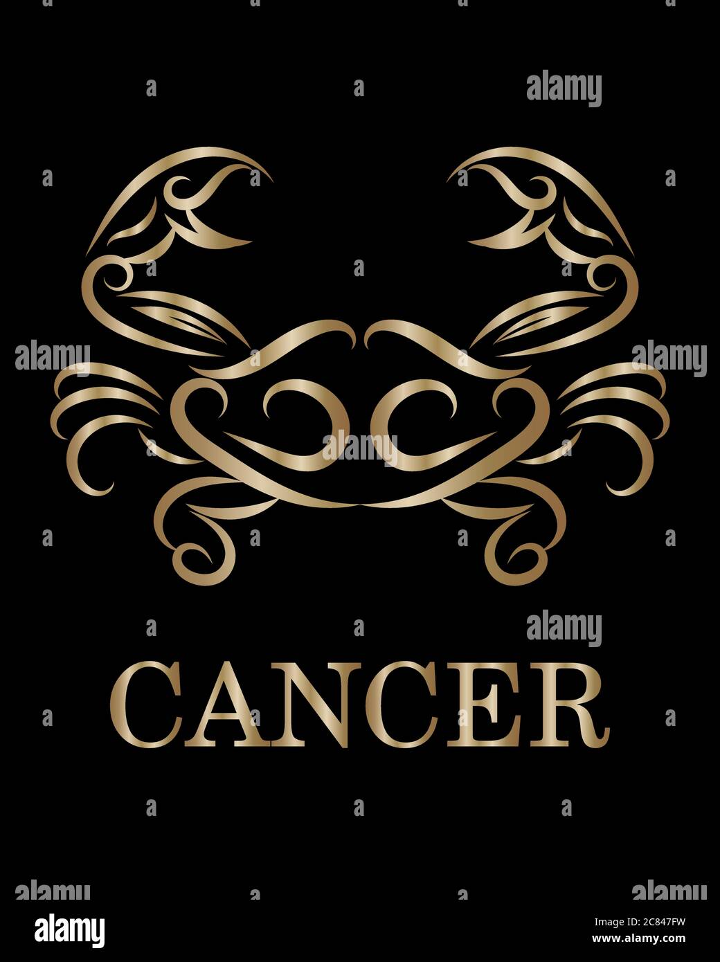 Logo vectoriel Golden Line d'un crabe. Il est signe du cancer zodiaque. Illustration de Vecteur