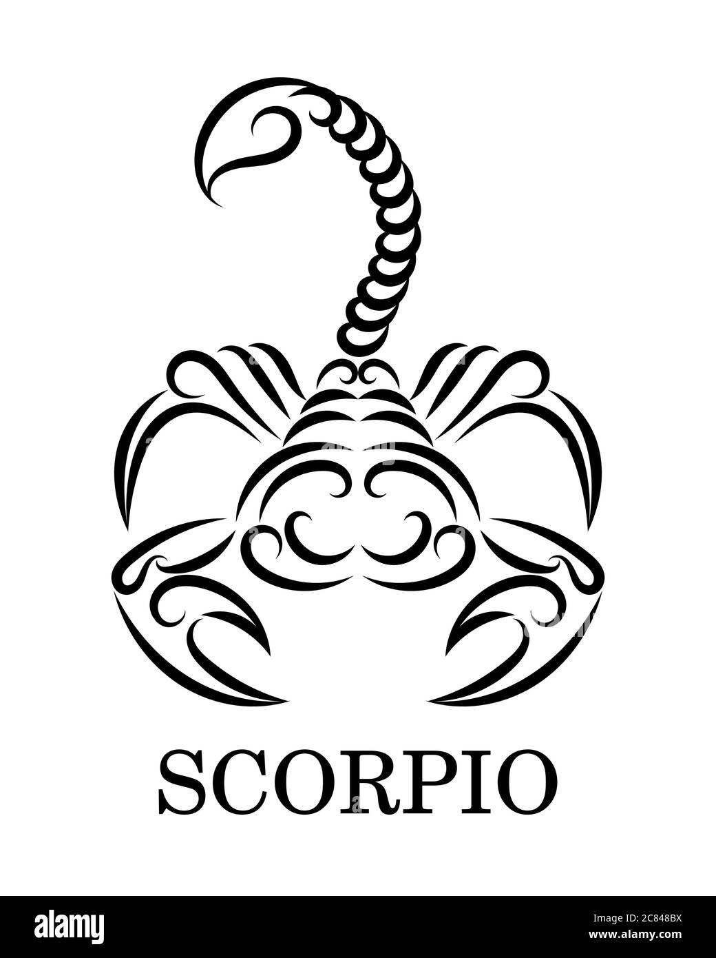 Logo vectoriel en ligne noire d'un scorpion. C'est signe du scorpion zodiac. Illustration de Vecteur