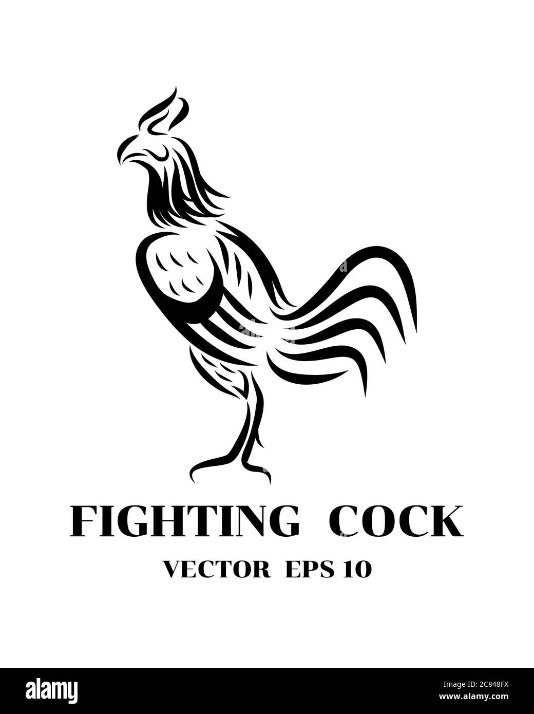 Logo vectoriel de l'art de ligne de combat coq qui est debout. Illustration de Vecteur