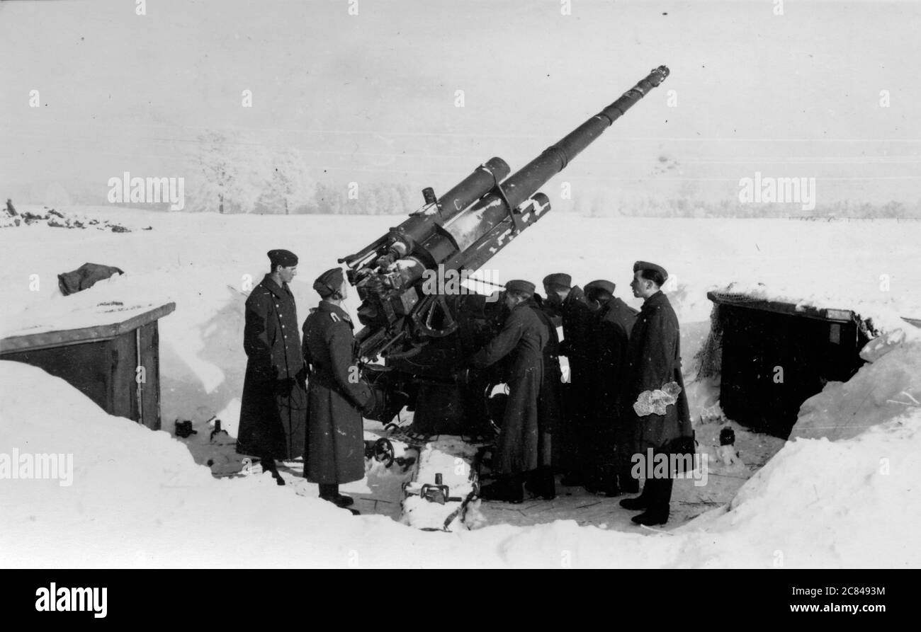 Seconde guerre mondiale, défense aérienne, unité Flak à Dorbaum, Munster, Allemagne 1940 Banque D'Images