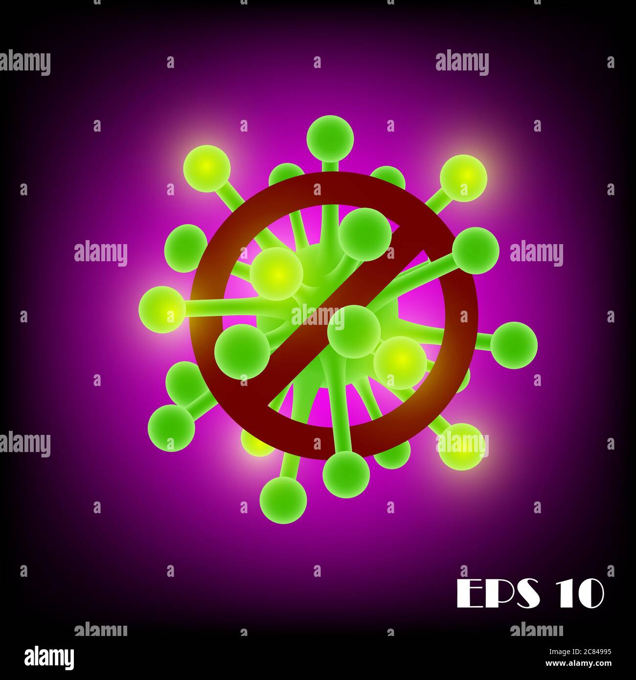 Illustration vectorielle du virus vert montrant l'arrêt du virus et du covid 19. Illustration de Vecteur