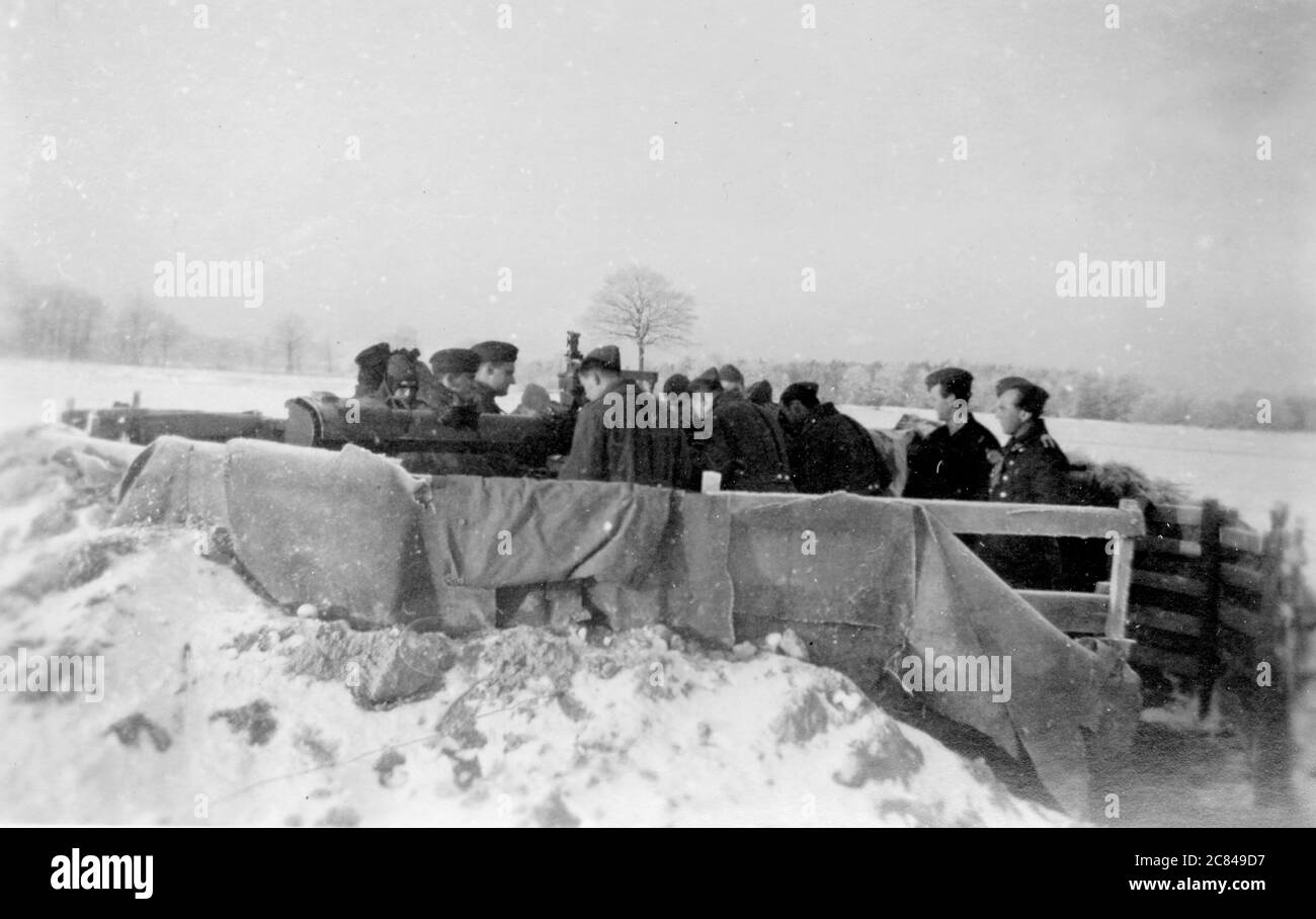 Seconde guerre mondiale, défense aérienne, unité Flak à Dorbaum, Munster, Allemagne 1940 Banque D'Images