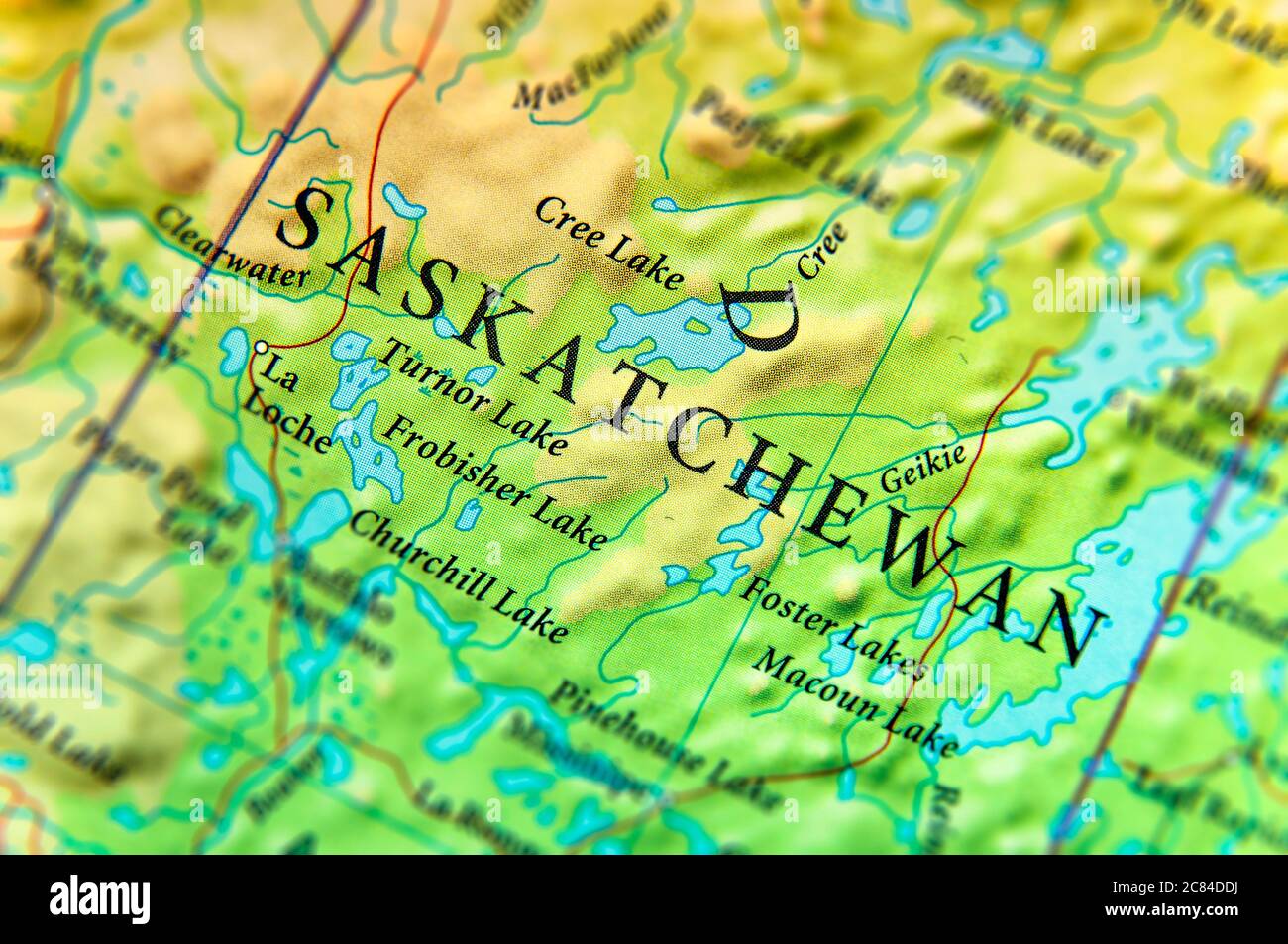 Carte géographique de l'État du Canada Saskatchewan Banque D'Images