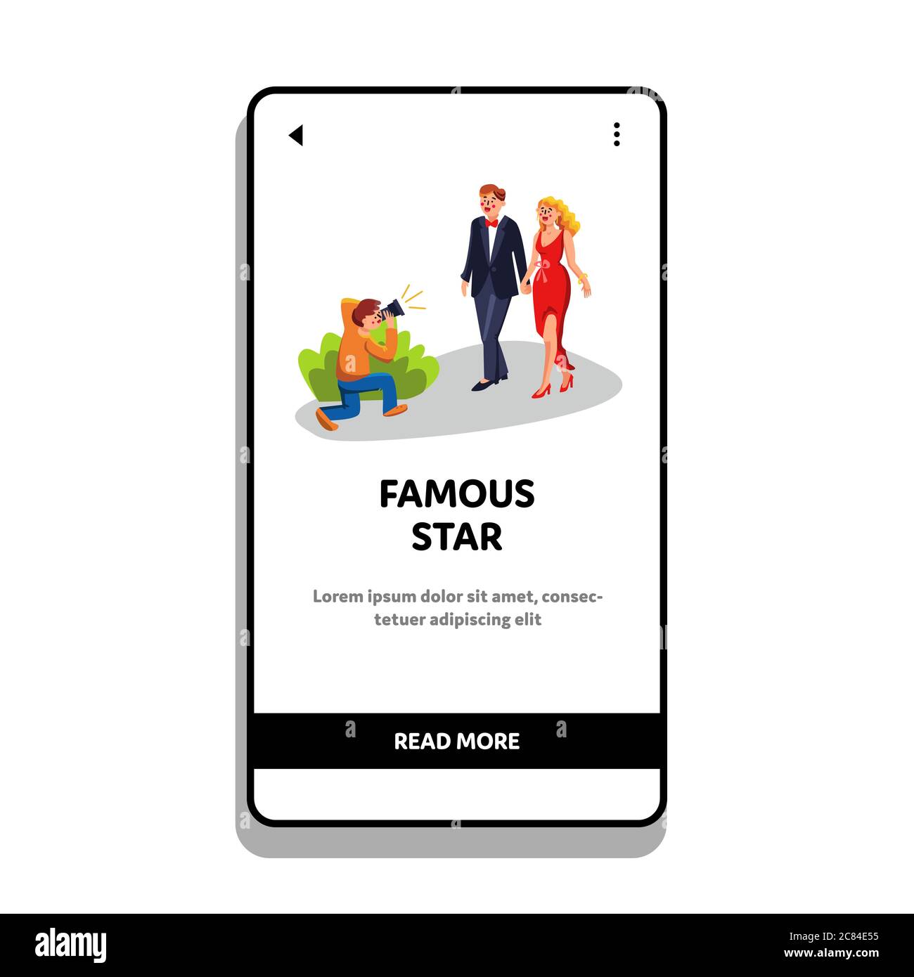 Célèbre couple d'étoiles photographiant Paparazzi Vector Illustration de Vecteur