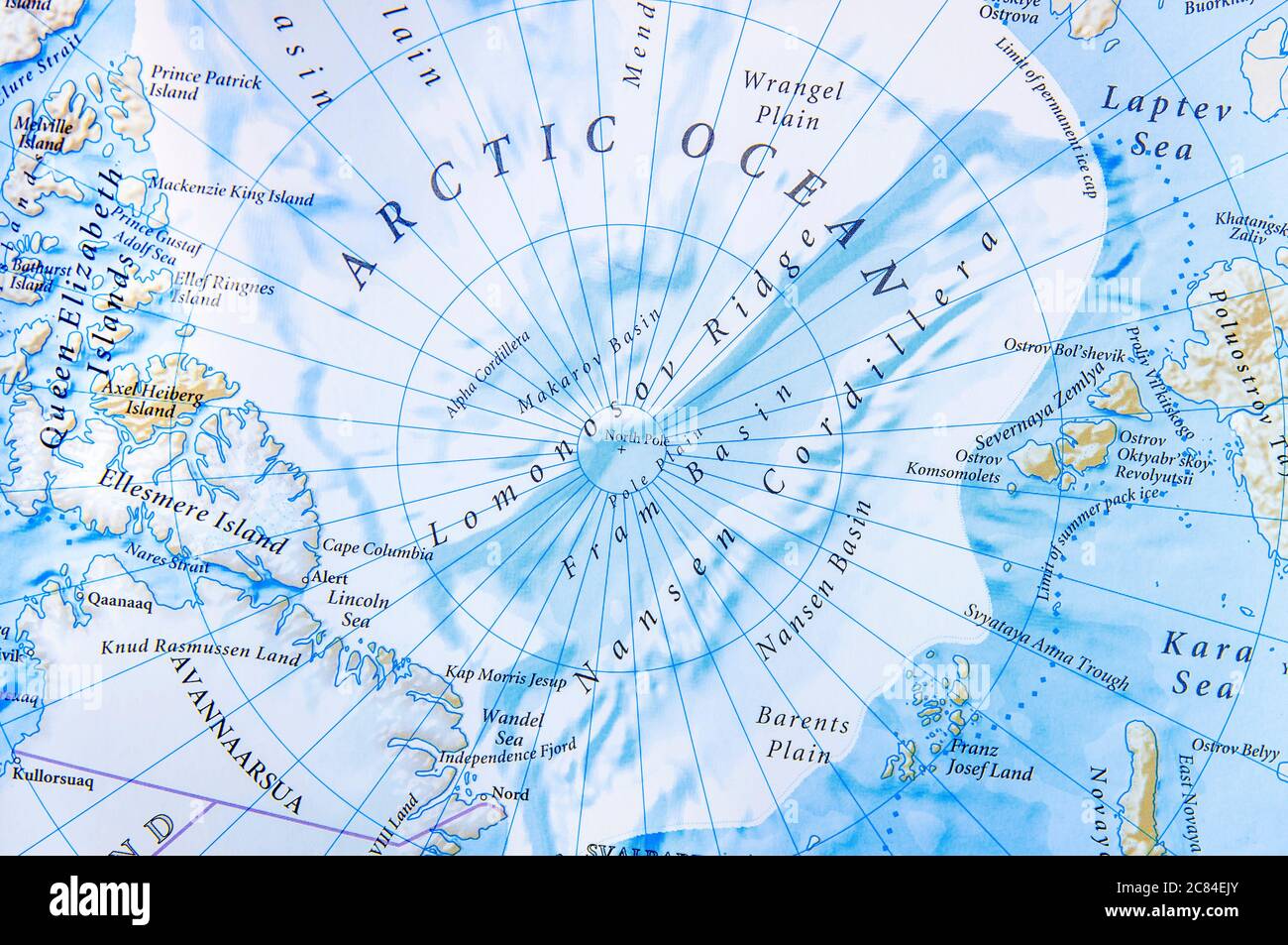 Carte géographique de l'océan Arctique situation proche Banque D'Images