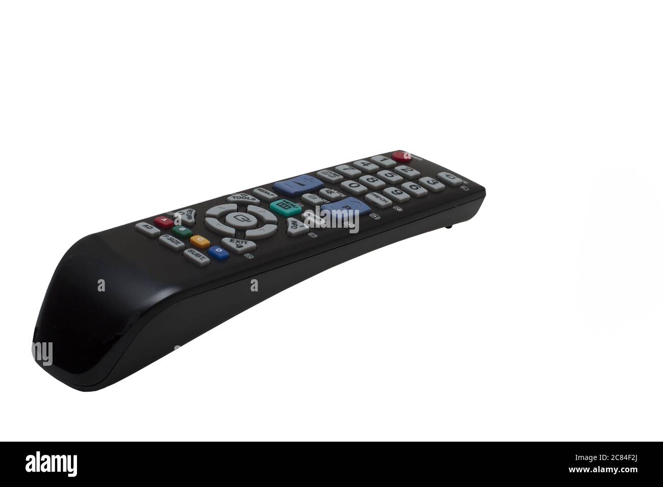 Télécommande TV noire avec touches de couleur Banque D'Images