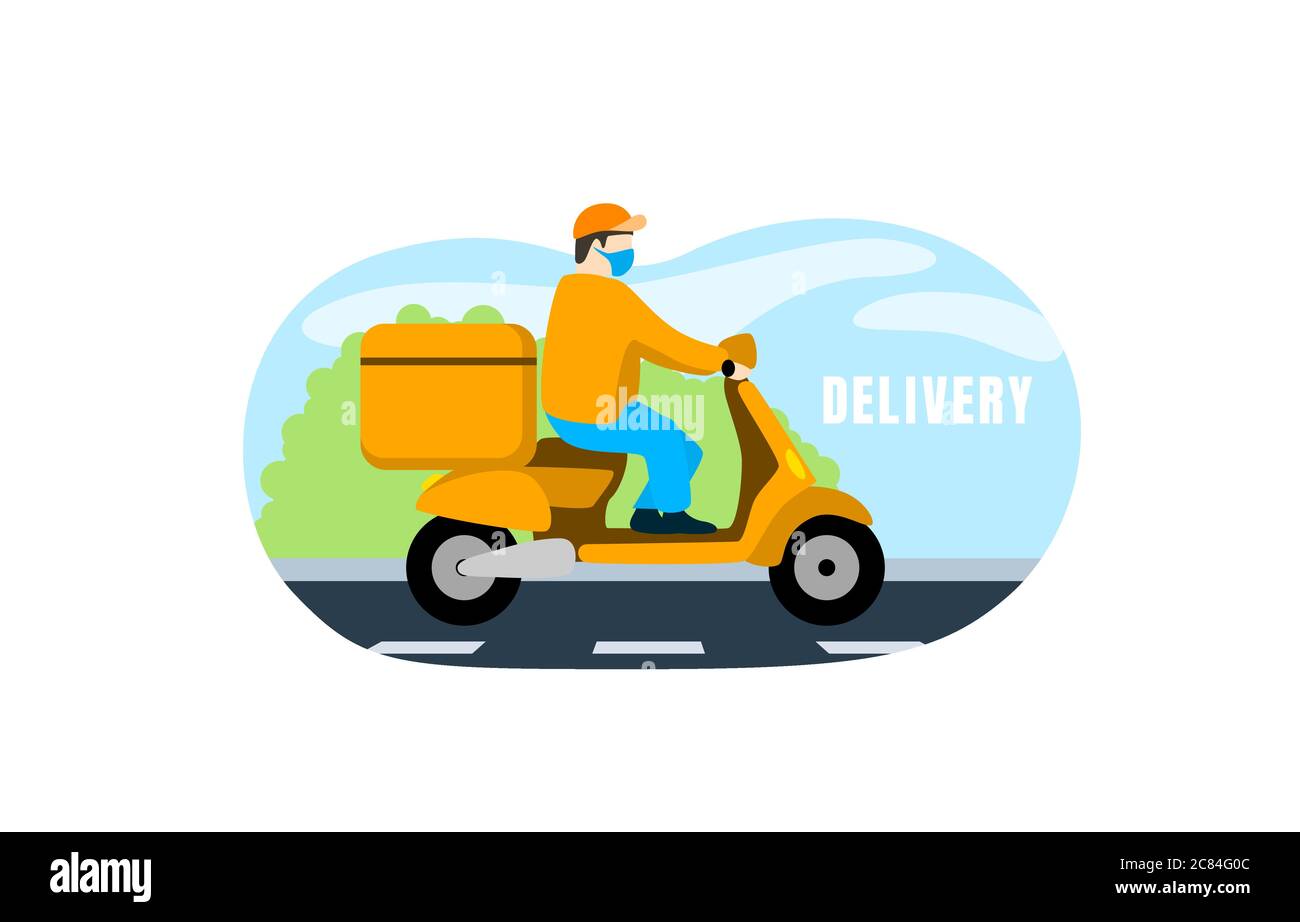 Livraison à domicile, réception rapide de votre commande, transport de marchandises. Illustration vectorielle Illustration de Vecteur