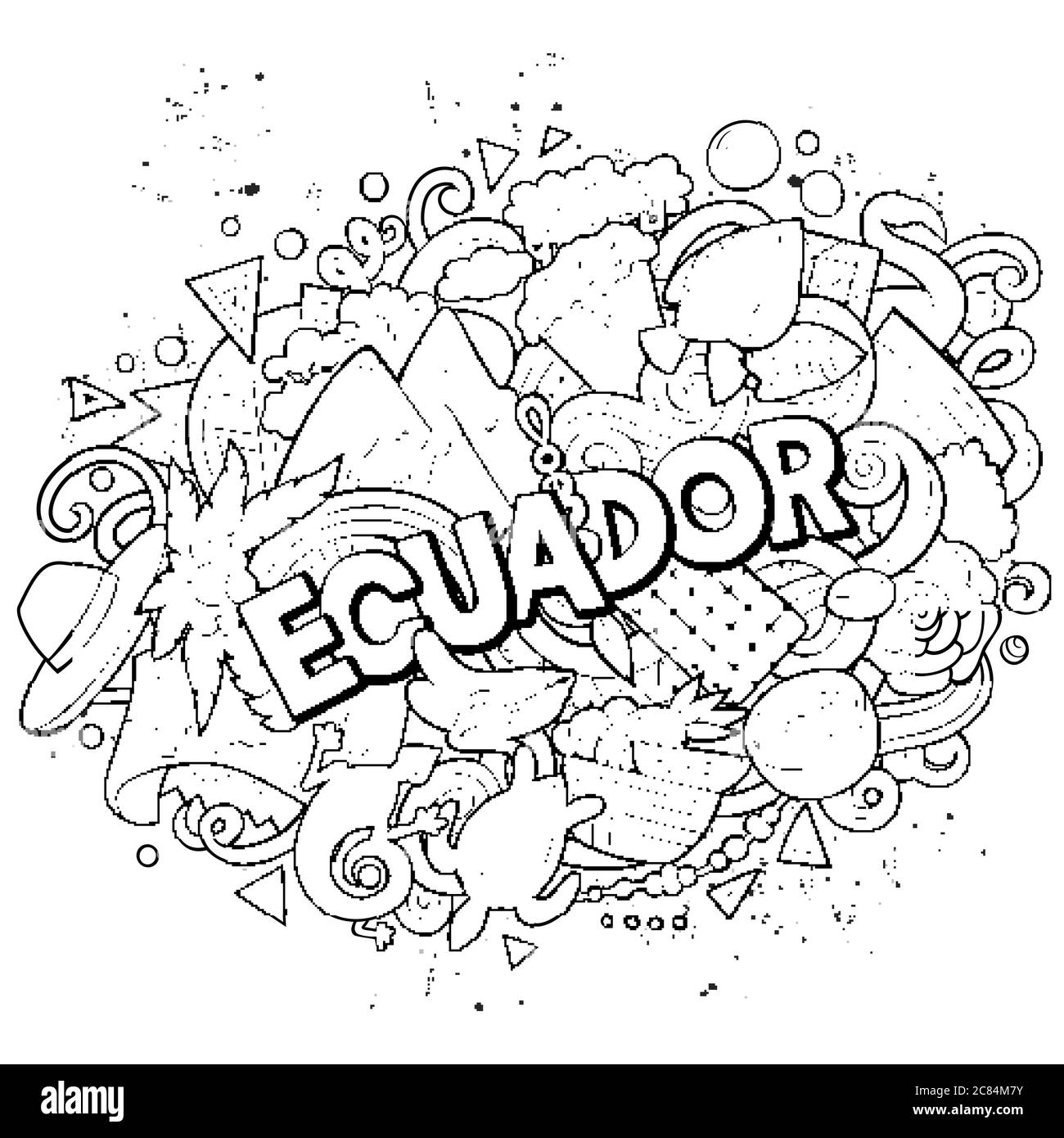 Illustration de dessins animés à la main de l'Équateur. Design amusant. Illustration de Vecteur