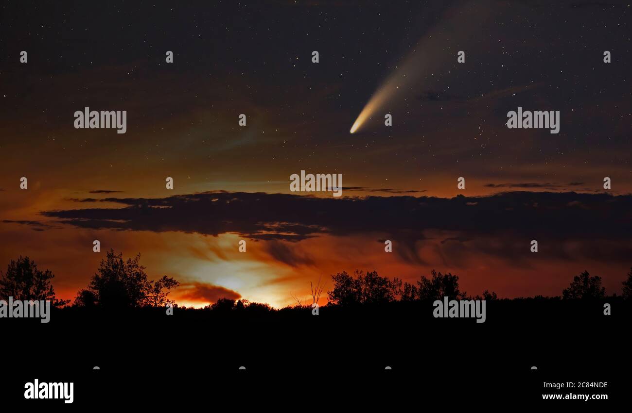 Neowise comet C/2020 F3 (NEOWISE) reprise Ottawa, Canada le 15 juillet 2020 Banque D'Images