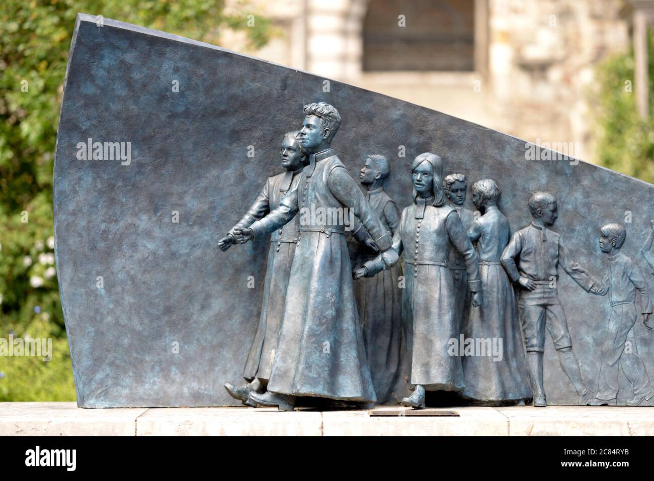 Londres, Angleterre, Royaume-Uni. Sculpture de l'hôpital du Christ (Andrew F Brown, 2017) commémorant l'hôpital ouvert par le roi Edward VIII en 1552 pour la maison, nourrir Banque D'Images