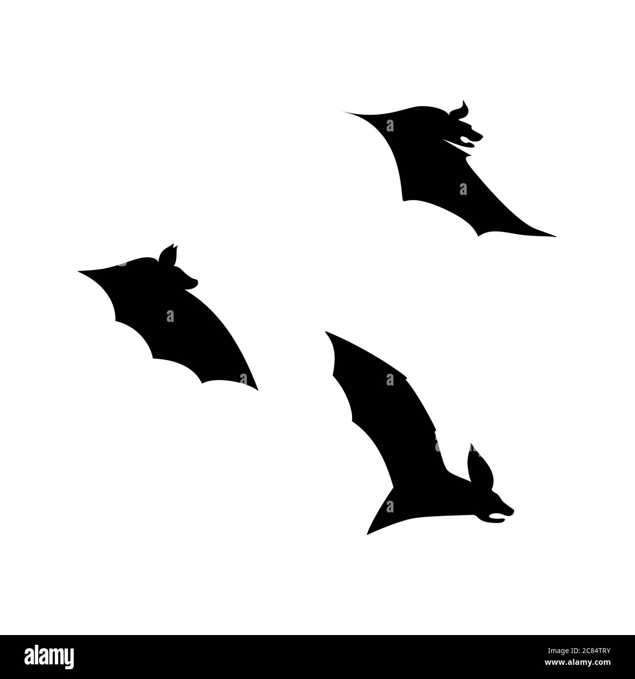 illustration vectorielle de la batte en vol. Silhouette de souris noire. Ensemble de formes différentes Illustration de Vecteur