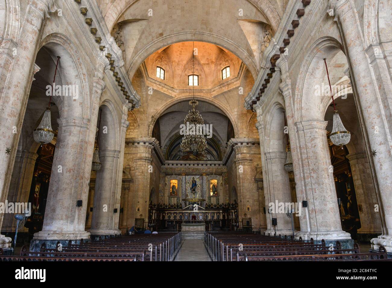 Cuba, la cathédrale de la Havane : édifice religieux de style baroque datant du XVIIIe siècle et dédié à la Vierge Marie, situé dans la cathédrale Squ Banque D'Images