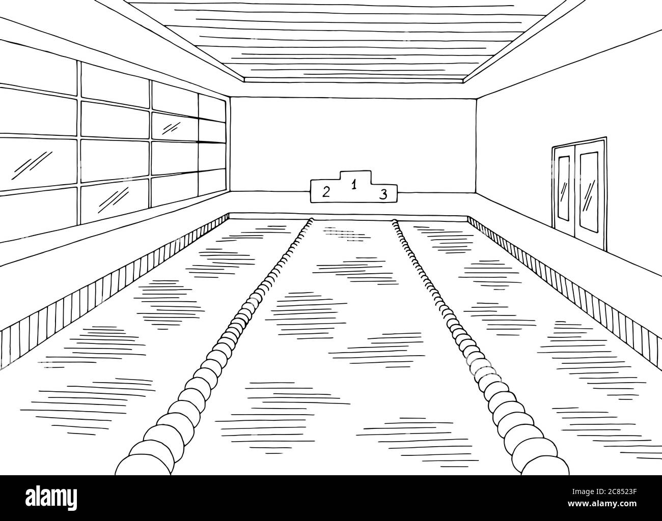 Intérieur de piscine graphique noir blanc esquisse illustration vecteur Illustration de Vecteur