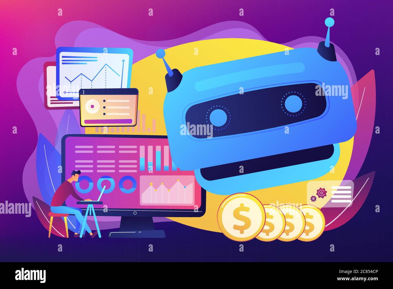 Illustration du vecteur de concept de l'intelligence artificielle dans le financement Illustration de Vecteur