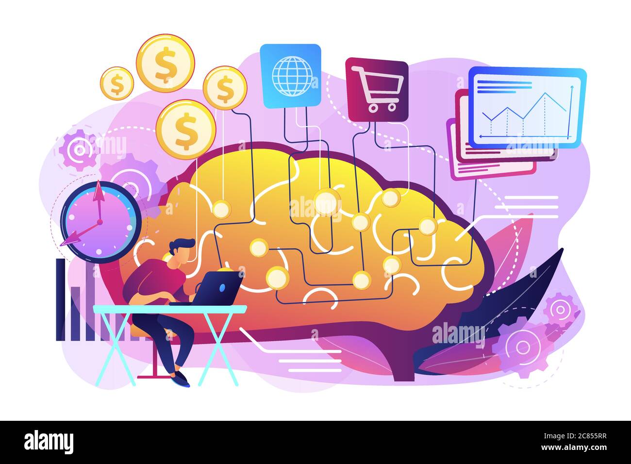 Illustration du vecteur de concept de l'intelligence artificielle dans le financement Illustration de Vecteur