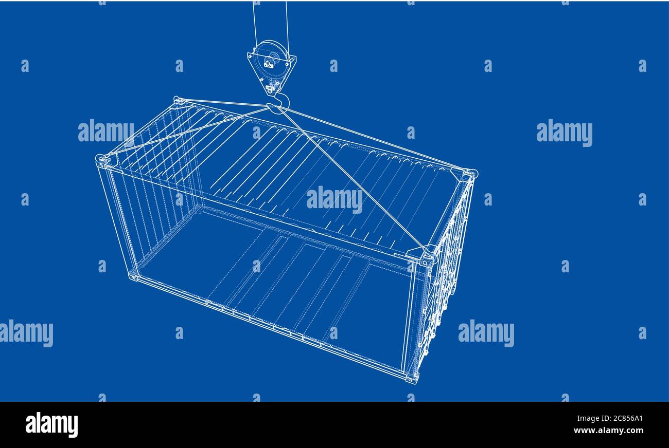 Le conteneur. Style fil de fer Banque D'Images