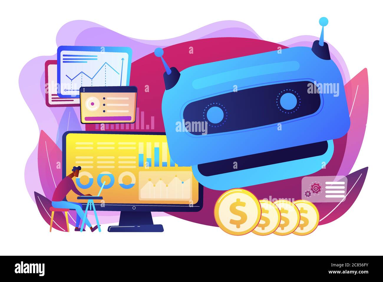 Illustration du vecteur de concept de l'intelligence artificielle dans le financement Illustration de Vecteur