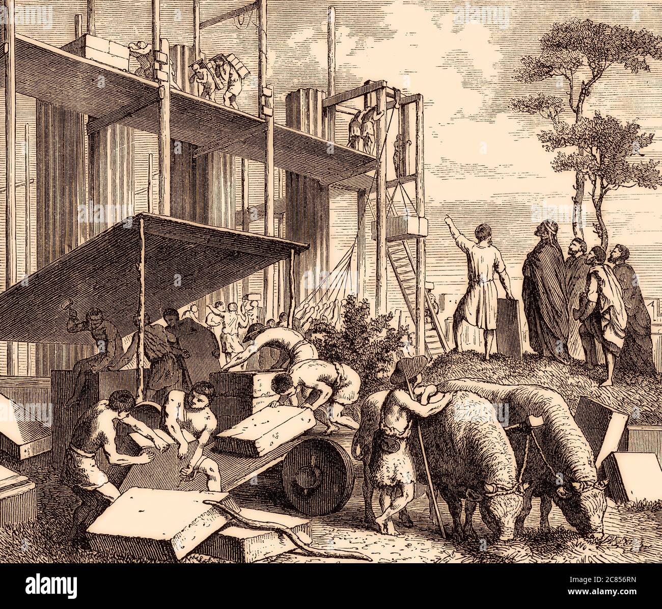 Servius Tullius construit un temple à Diana sur la colline d'Aventin, Rome antique, 6e siècle av. J.-C. Banque D'Images