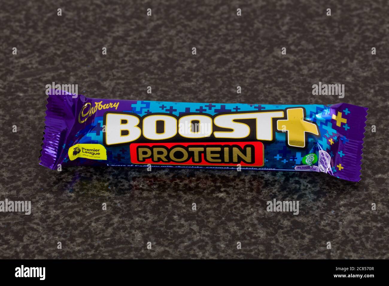 Cadbury Boost + barre de chocolat aux protéines Banque D'Images