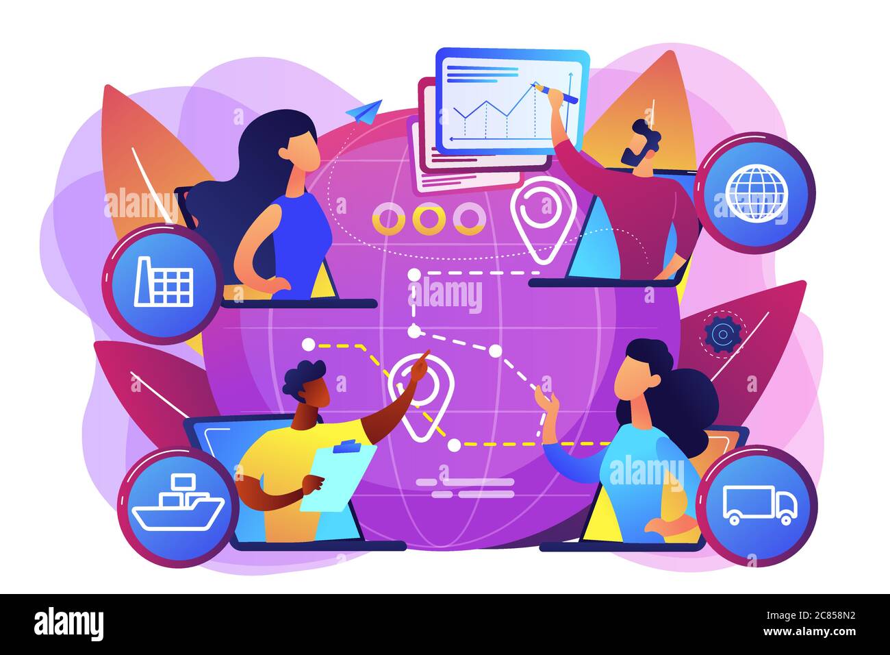 Illustration du vecteur du concept de gestion de la chaîne d'approvisionnement Illustration de Vecteur