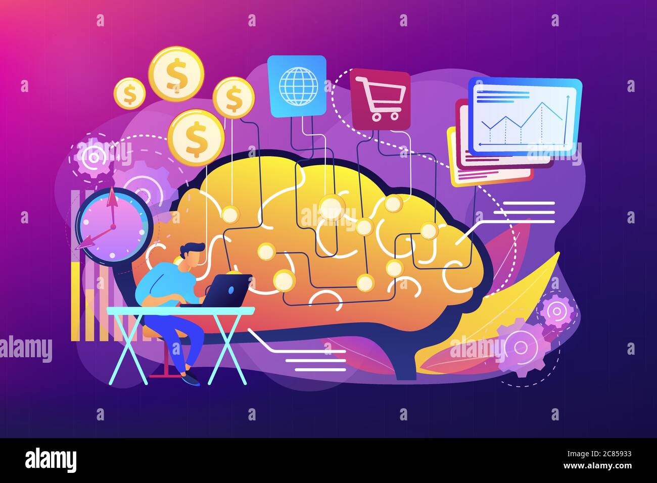 Illustration du vecteur de concept de l'intelligence artificielle dans le financement Illustration de Vecteur