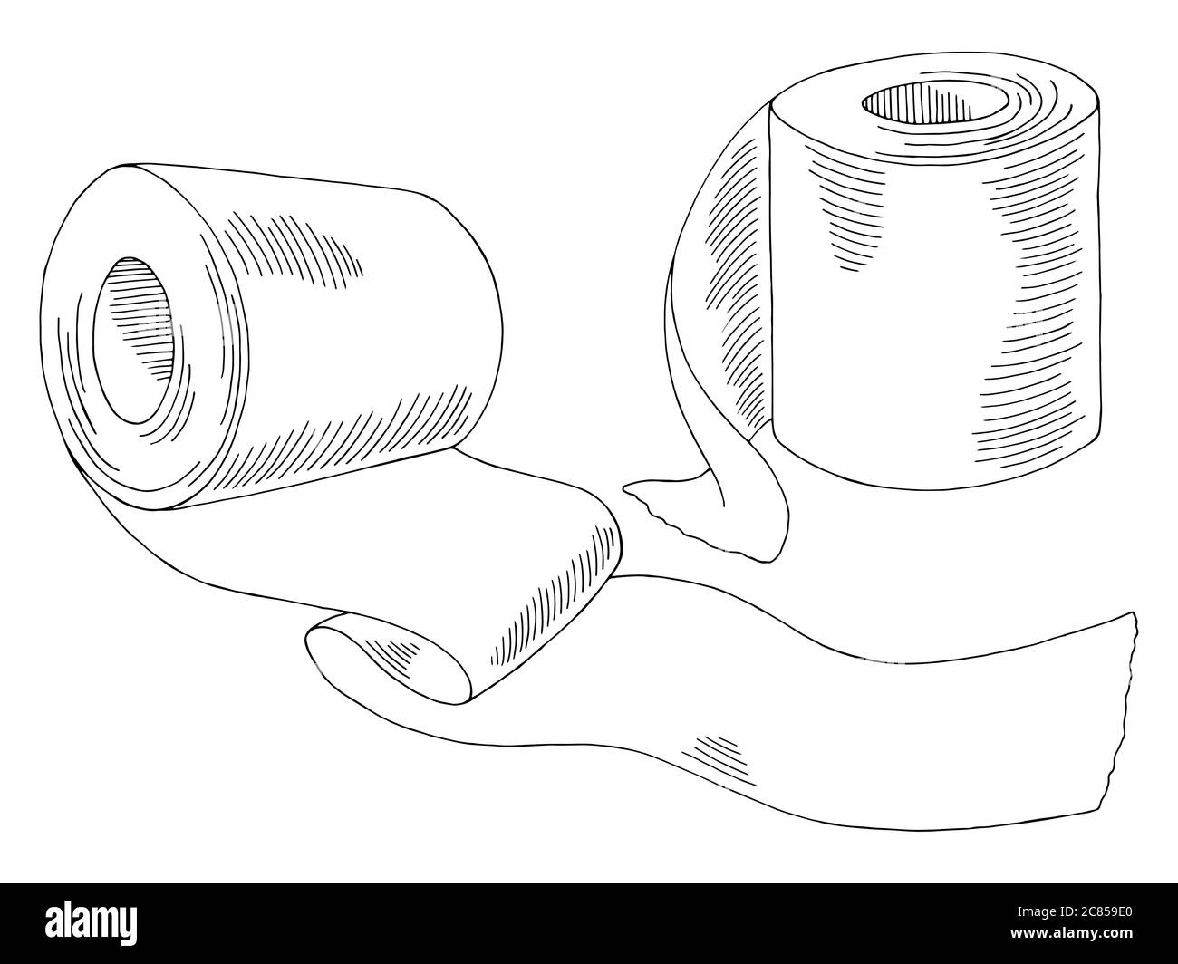 Papier toilette ensemble graphique noir blanc illustration vecteur isolé Illustration de Vecteur