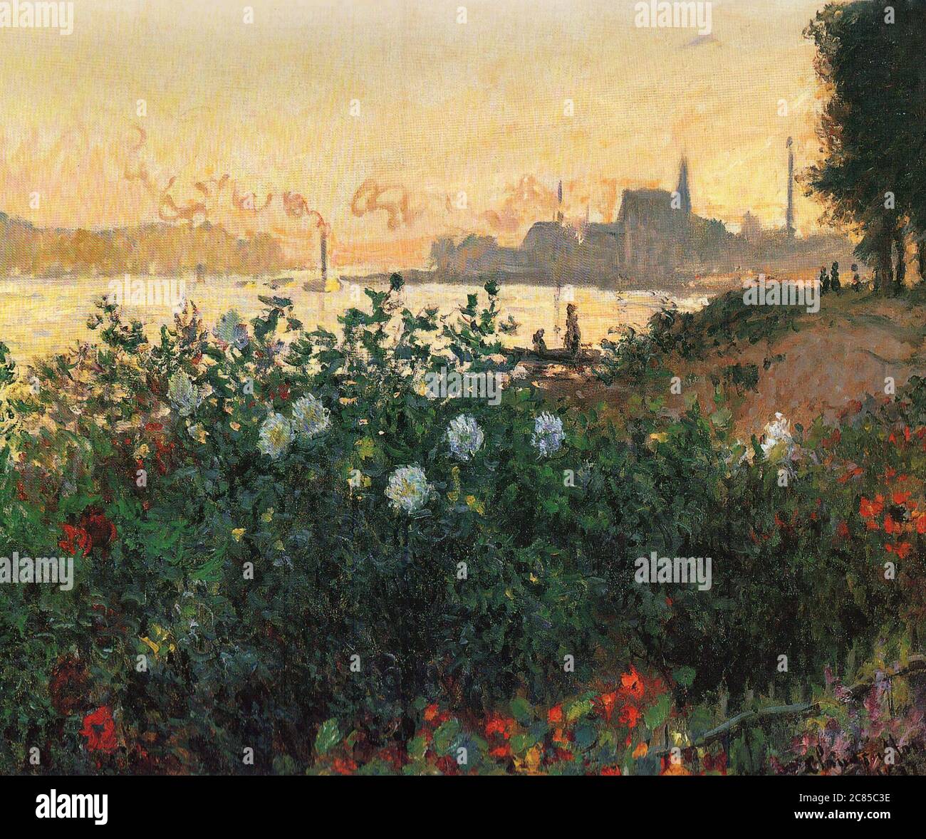 Riverbank fleuri, Argenteuil par Claude Monet 1877. Musée d'art Pola à Hakone, Japon Banque D'Images
