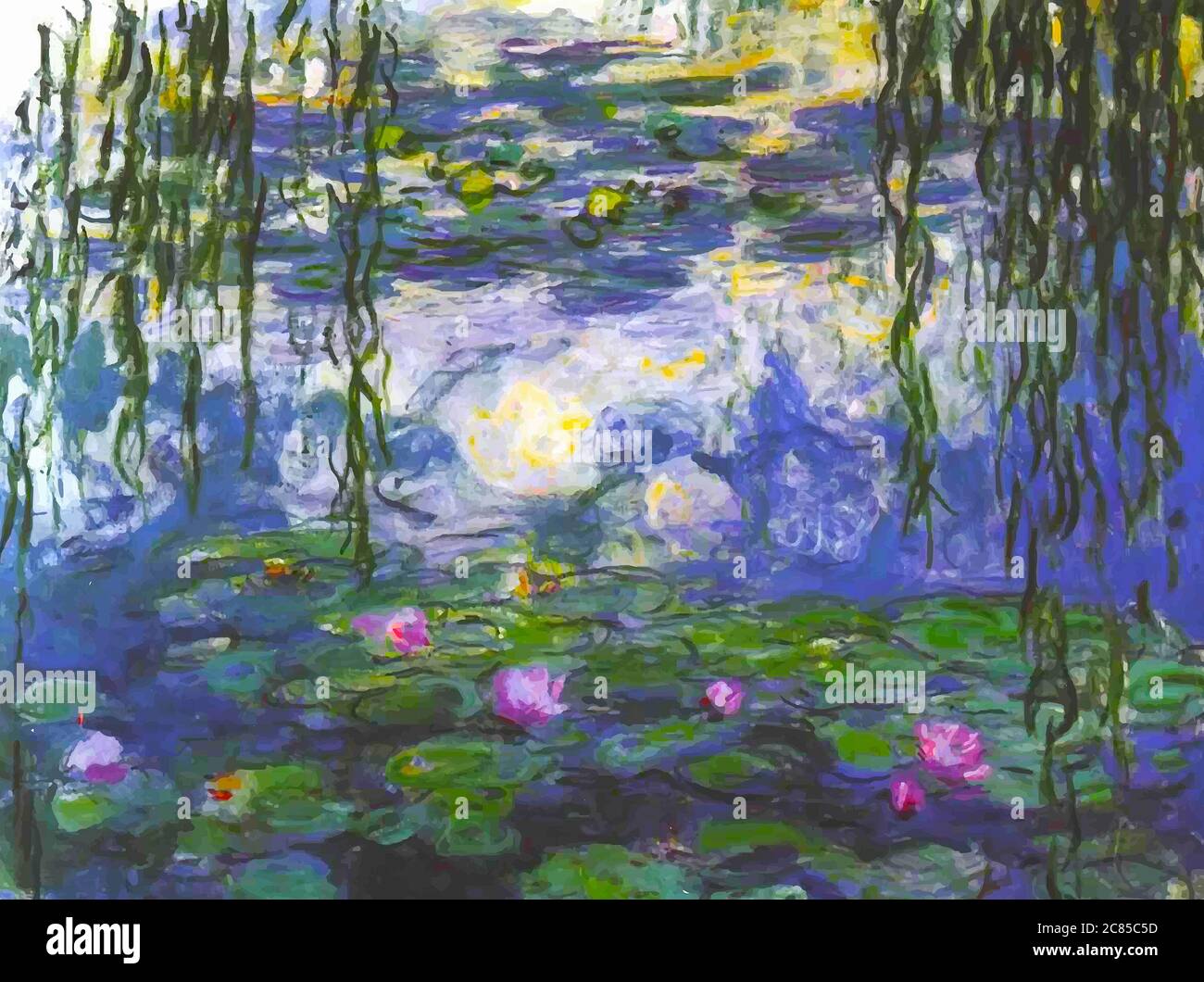 Mon numérique a modifié les lilas d'eau (série) de Claude Monet 1915. Musée Marmottan Monet, Paris Banque D'Images