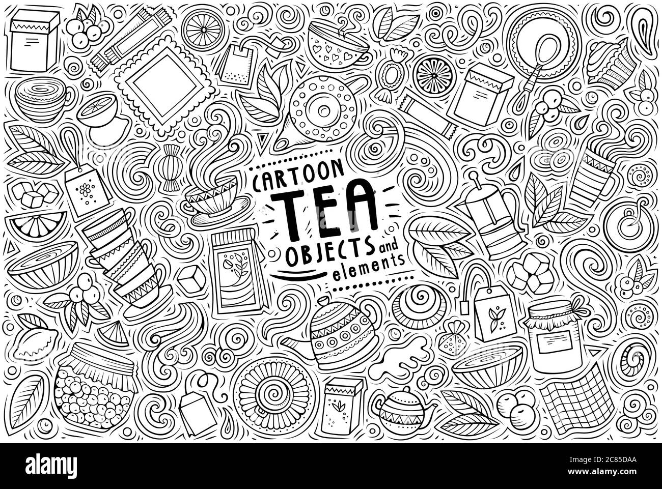 Ensemble vectoriel d'éléments, d'objets et de symboles de thème thé Illustration de Vecteur