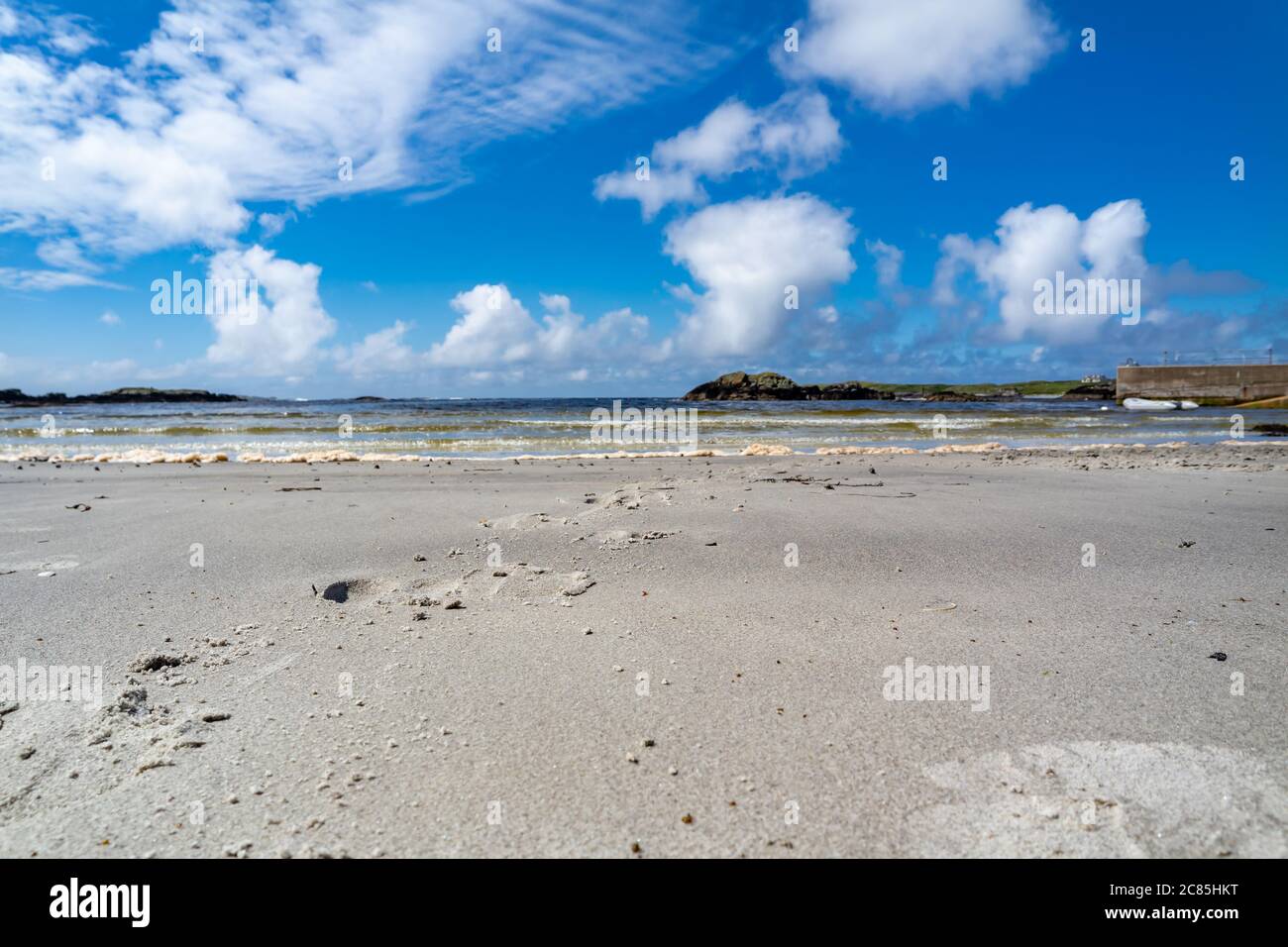 Le sabot de vache est imprimé dans le sable à Rosbeg County Donegal - Irlande. Banque D'Images