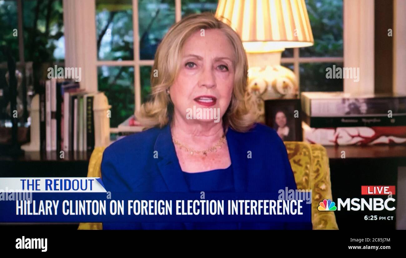 New York, New York, États-Unis. 20 juillet 2020. Une capture d'écran d'HILLARY CLINTON interviewé par JOY REID sur la première de MSNBC 'The ReidOut. Crédit : Brian Cahn/ZUMA Wire/Alay Live News Banque D'Images New York, New York, États-Unis. 20 juillet 2020. Une capture d'écran d'HILLARY CLINTON interviewé par JOY REID sur la première de MSNBC 'The ReidOut. Crédit : Brian Cahn/ZUMA Wire/Alay Live News Banque D'Images