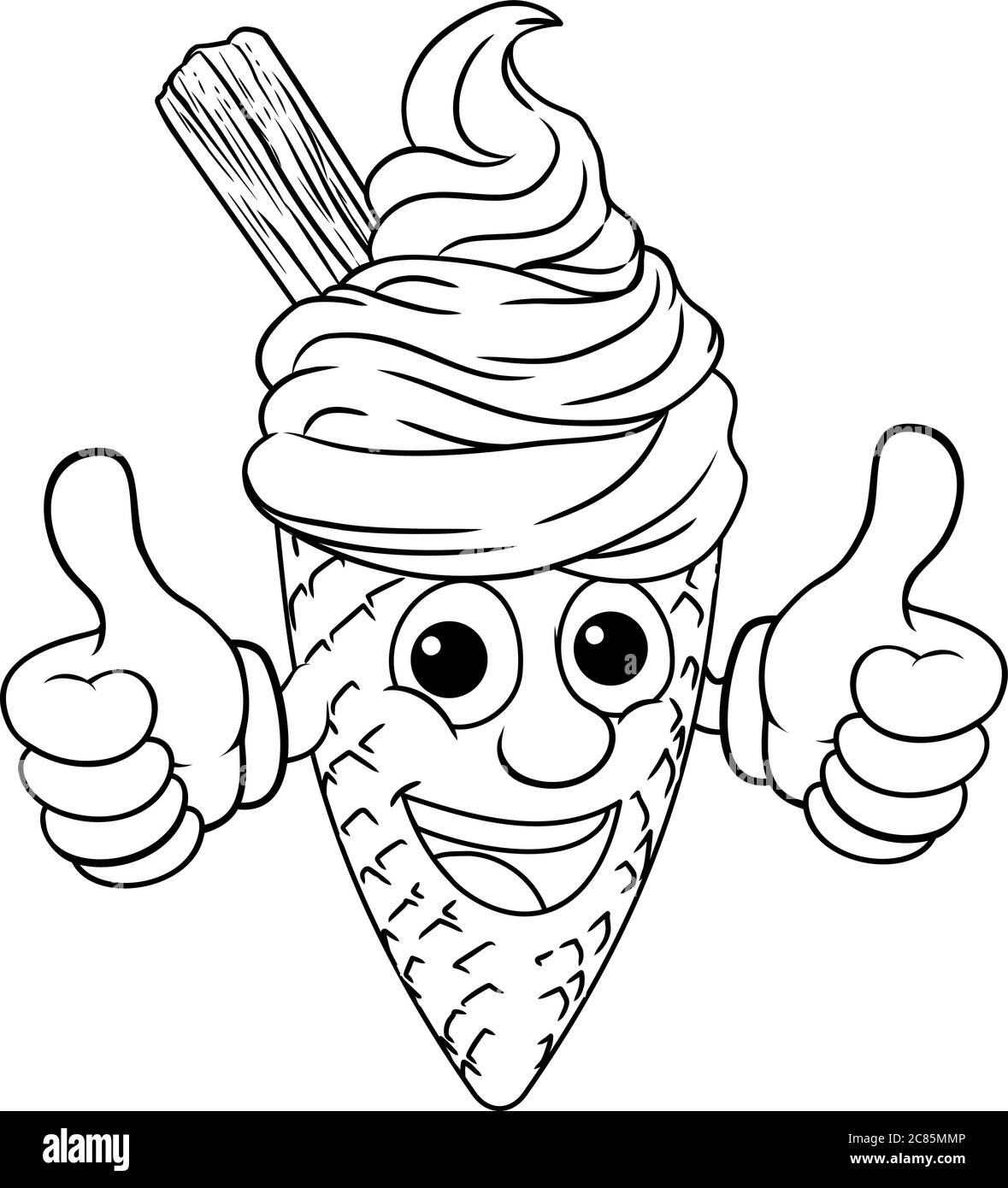 Ice Cream Cone Personnage Mascot Thumbs Up Illustration de Vecteur