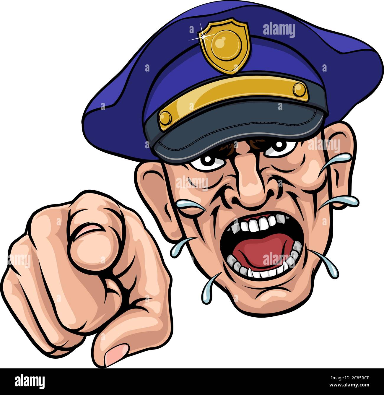 Agent de police policier en colère Cartoon Illustration de Vecteur