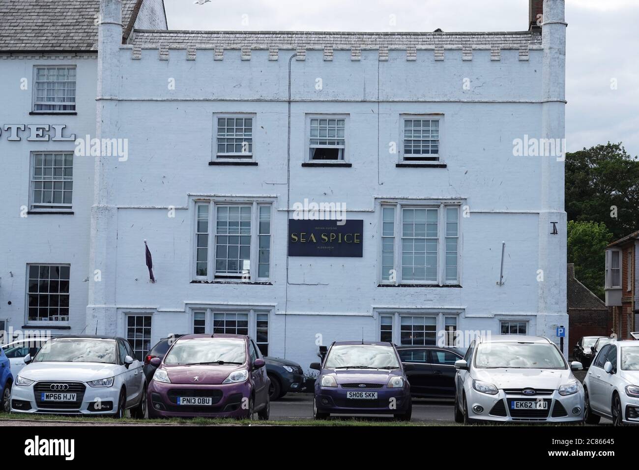 Aldeburgh, Suffolk, Royaume-Uni - 21 juillet 2020 : le restaurant indien Sea Spice sur le front de mer. Banque D'Images