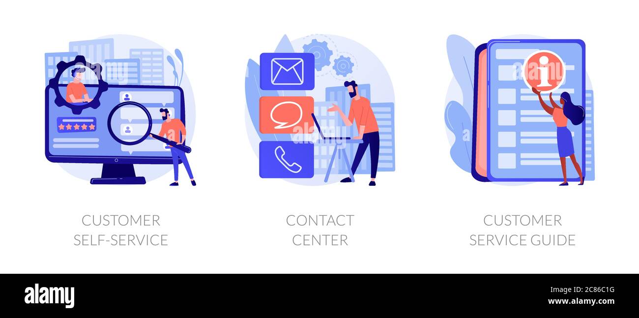 Métaphores de concept de vecteur de service à la clientèle et de relations Illustration de Vecteur