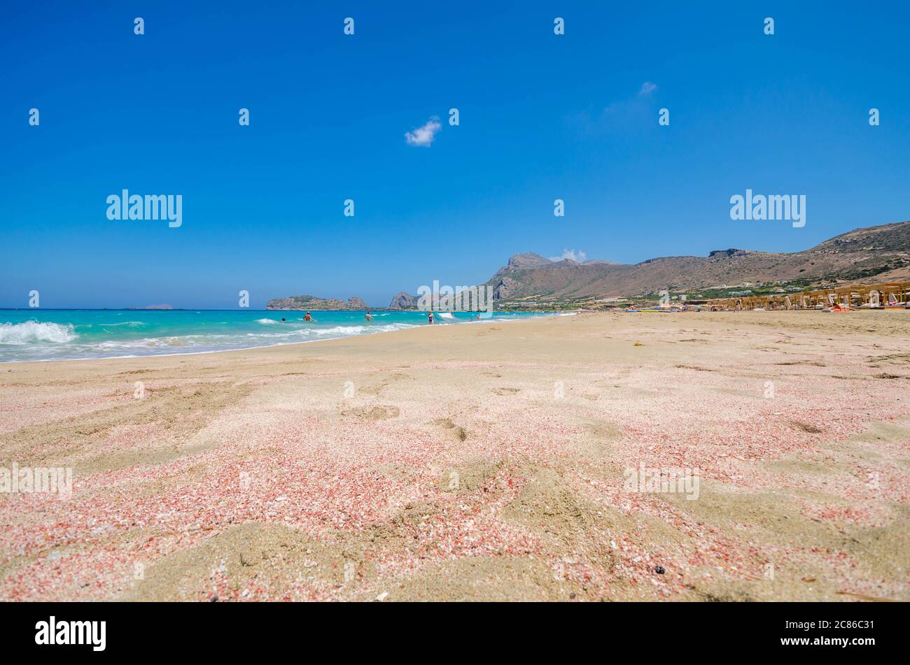 La plage de Falasarna, l'une des plus célèbres plages de Crète, située dans la province de Kissamos, à la limite nord de la côte ouest de la Crète. Banque D'Images