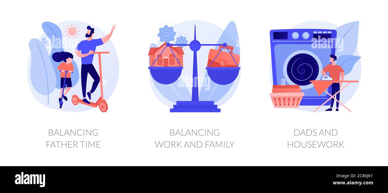 Père carrière et équilibre familial résumé illustrations vectorielles de concept. Illustration de Vecteur