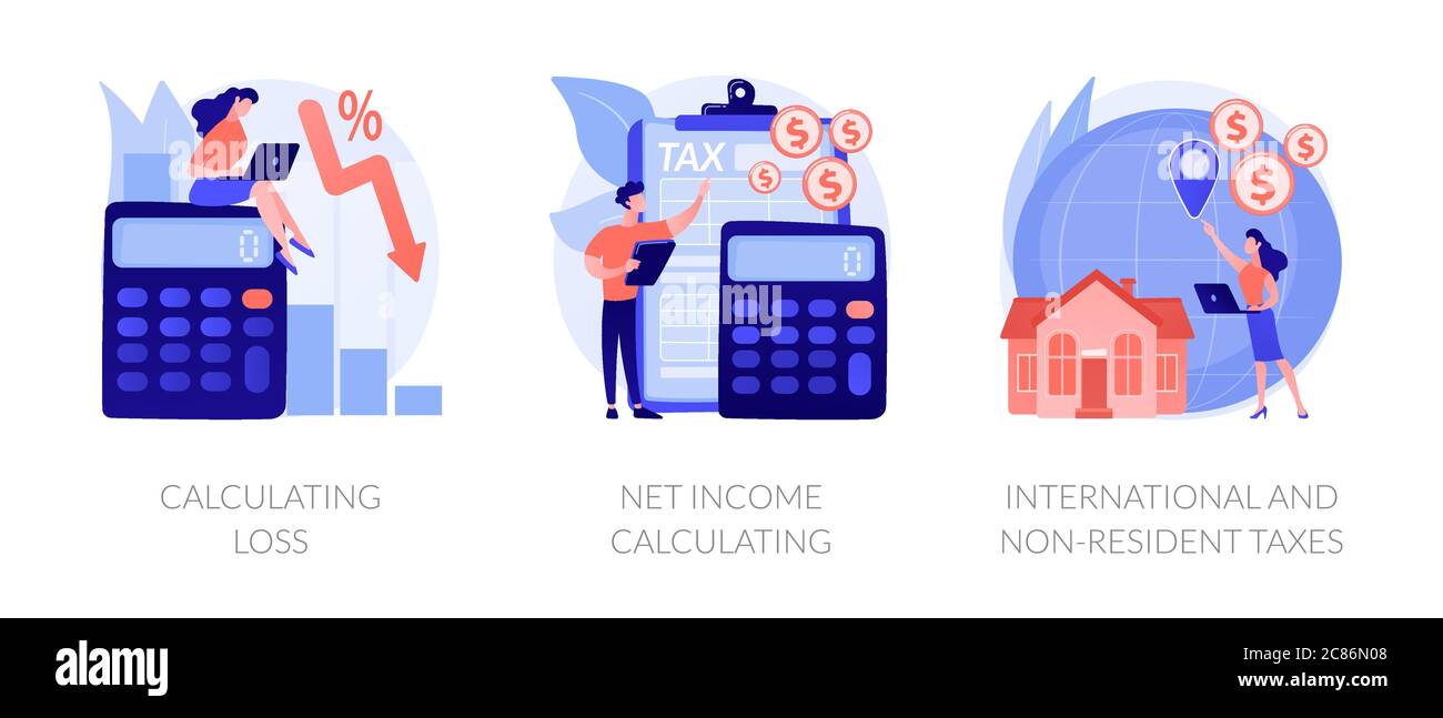 Métaphores de concept de perte financière et de vecteur de revenu Illustration de Vecteur