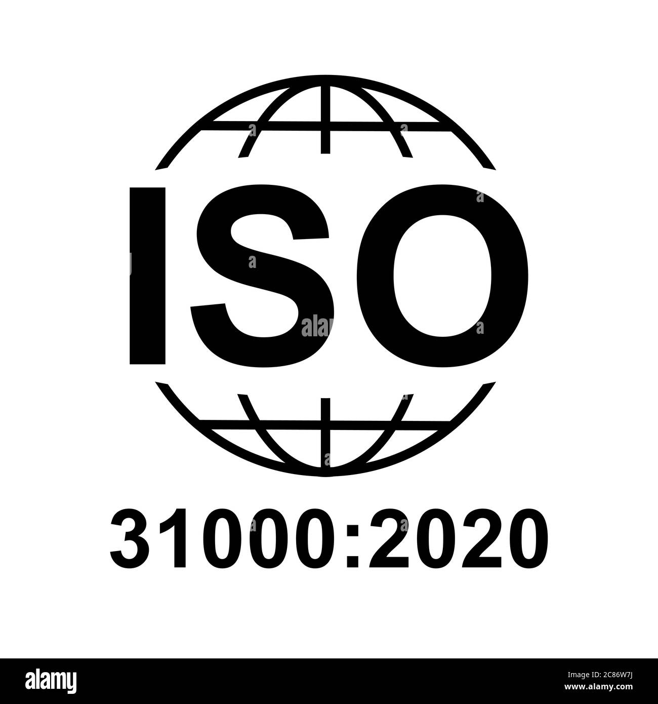 Icône ISO 9000:2020. Symbole de qualité standard. Bouton vectoriel isolé sur fond noir . Illustration de Vecteur