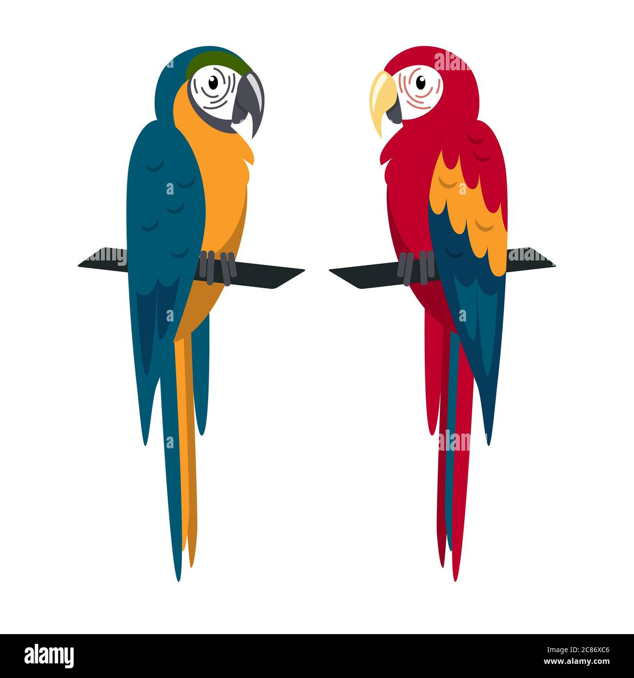 Icône perroquet Macaw ara de style plat. Symbole oiseau tropical brésilien sur fond blanc Illustration de Vecteur