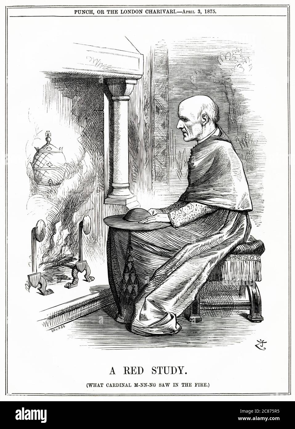 Cartoon, A Red Study - HENRY EDWARD MANNING, Cardinal Manning. Banque D'Images
