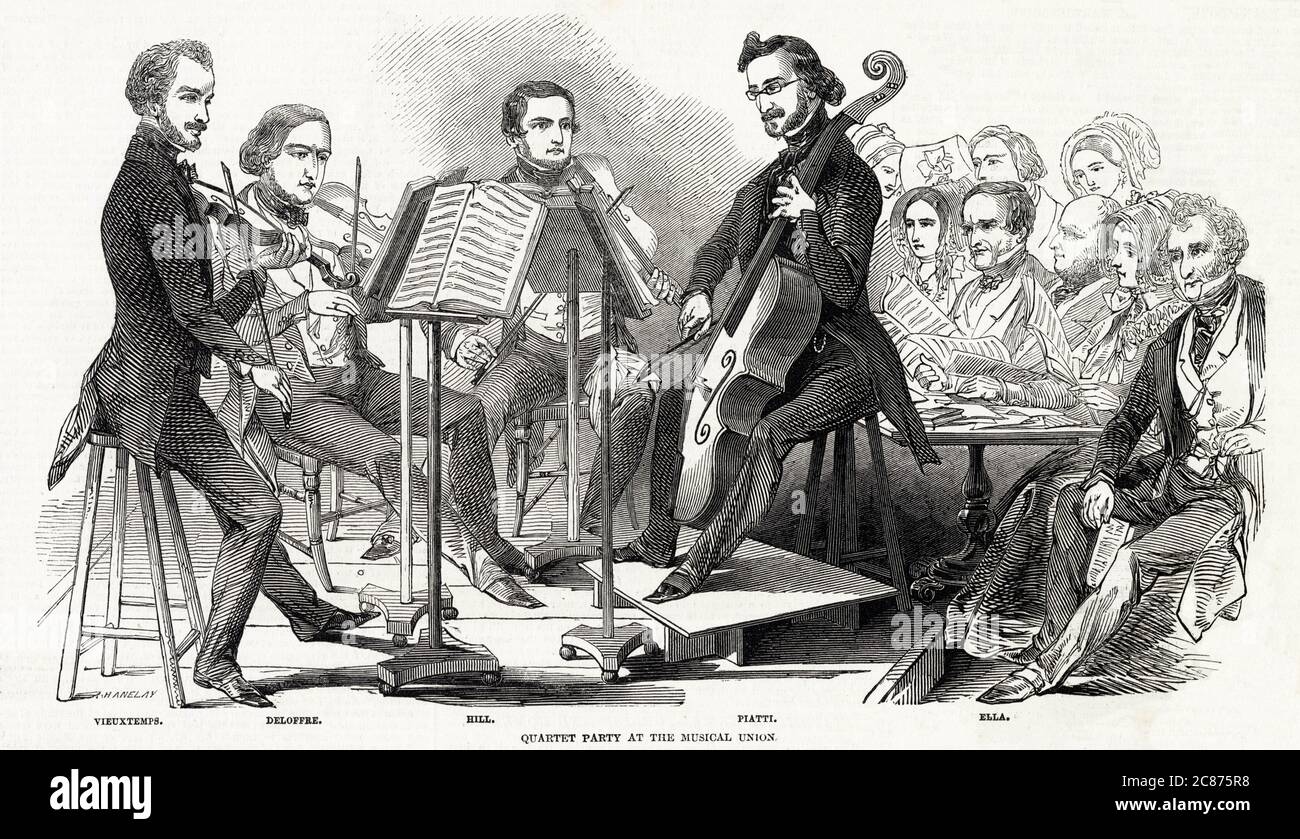 QUARTET UN quatuor à cordes à l'Union musicale. Date: 1846 Banque D'Images