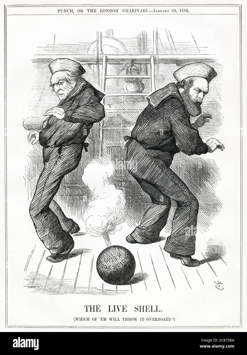 Caricature, The Live Shell (Gladstone et Salisbury) Banque D'Images