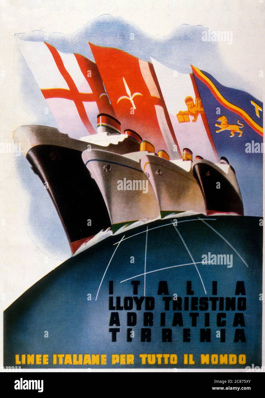 La ligne maritime italienne Lloyd Tristino continue de vous inviter à profiter d'un voyage sur l'Adriatique (où l'invasion, la contre-invasion, la révolte et la guerre civile se produisent maintenant). Banque D'Images