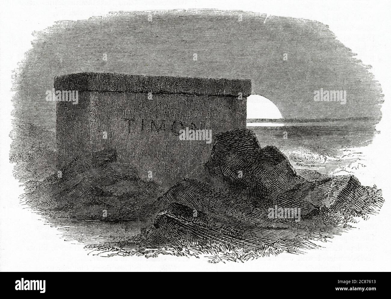 Illustration de Kenny Meadows à timon d'Athènes, par William Shakespeare. Conception de l'embout, montrant la tombe de timon. Banque D'Images