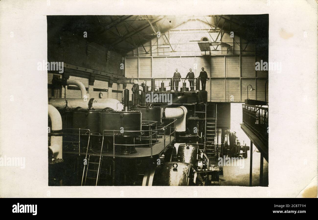 Industrial turbine Hall, Edwardian Electricity Generator, Angleterre. Banque D'Images