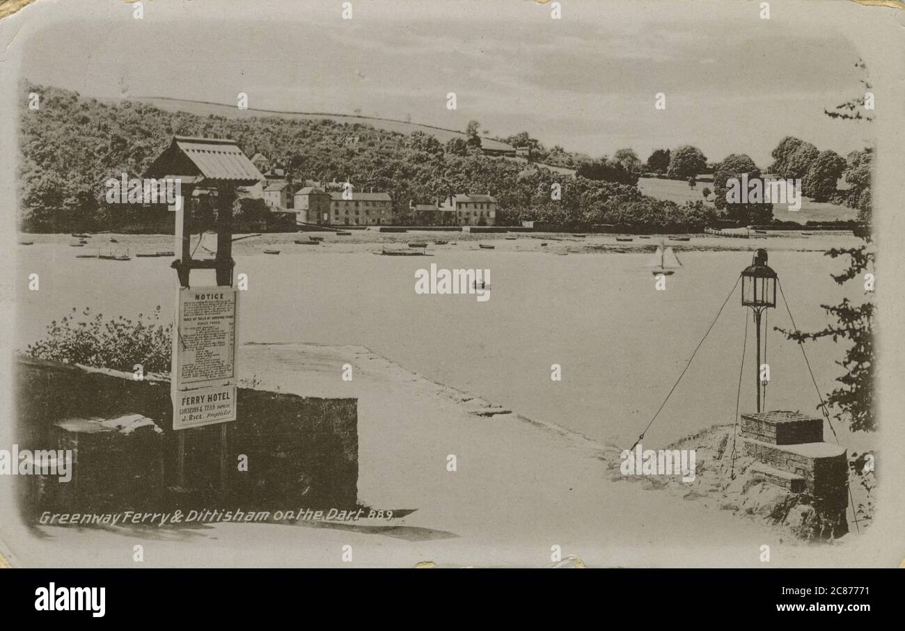 Terminal de ferry de Greenway, Dittisham on the Dart, Dartmouth, Devon, Angleterre. Banque D'Images