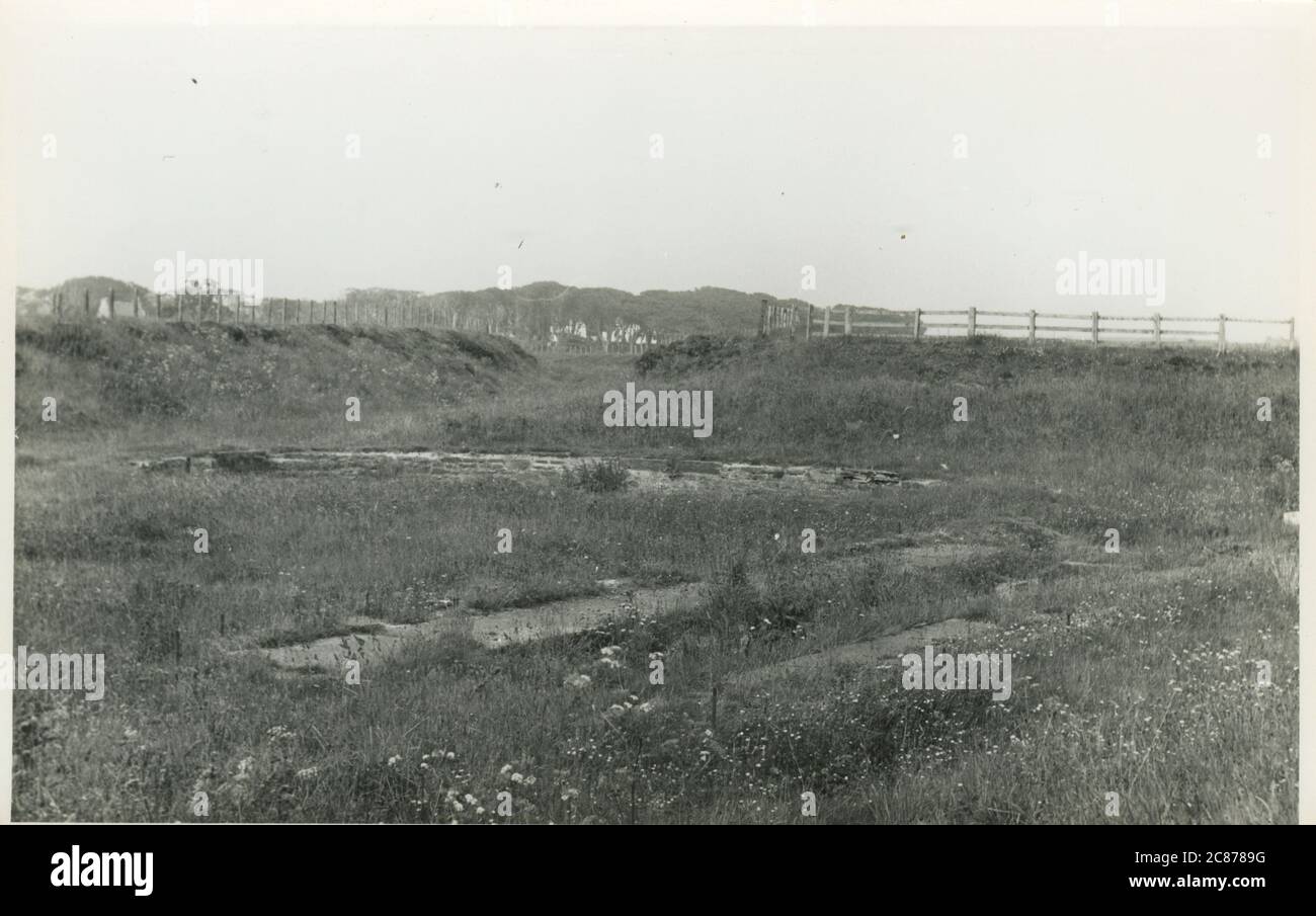 Site de l'ancien bâtiment ferroviaire - (Wick & Lybster Light Railway), Lybster, Caithness, Écosse. Date: 1970 Banque D'Images